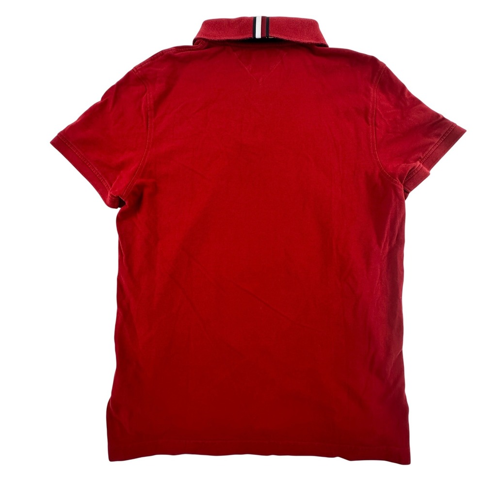 Tommy Hilfiger Men L Polo Shirt Adult Red Slim Fit Embroidered Crest‎ Logo Large - Picture 2 of 13